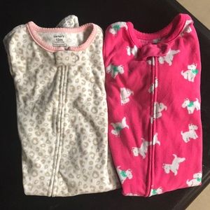 Two fleece footies size 12 months